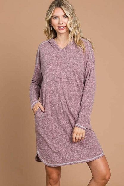 Culture Code Full Size Hooded Long Sleeve Sweater Dress - Love Salve