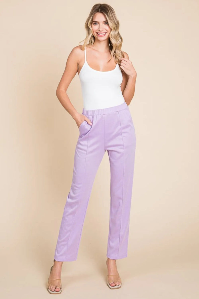 Culture Code Full Size Pin Tuck Detail Slim Pants for Women - Love Salve 