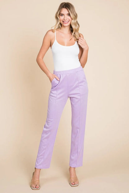Culture Code Full Size Pin Tuck Detail Slim Pants for Women - Love Salve 