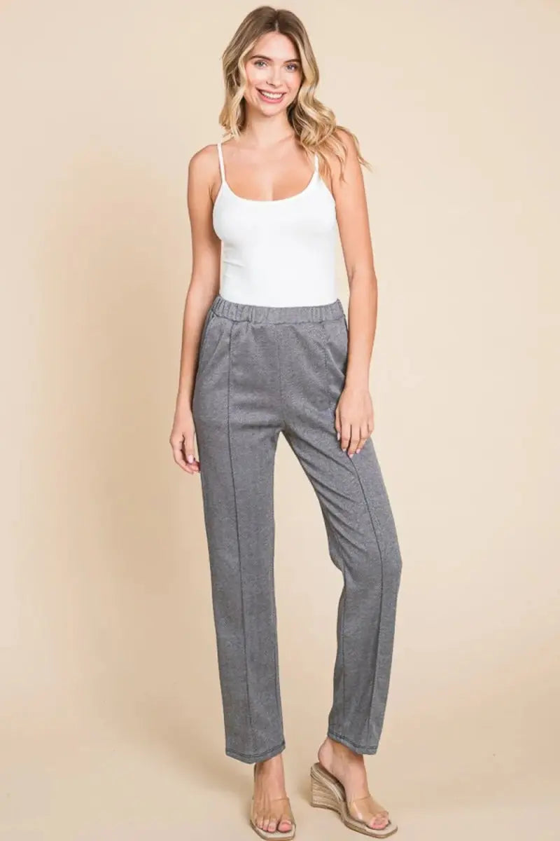 Culture Code Full Size Pin Tuck Detail Slim Pants for Women - Love Salve 