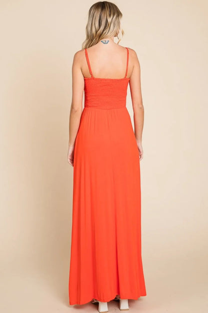 Culture Code Full Size Smocked Cami Maxi Dress with Pockets - Love Salve 