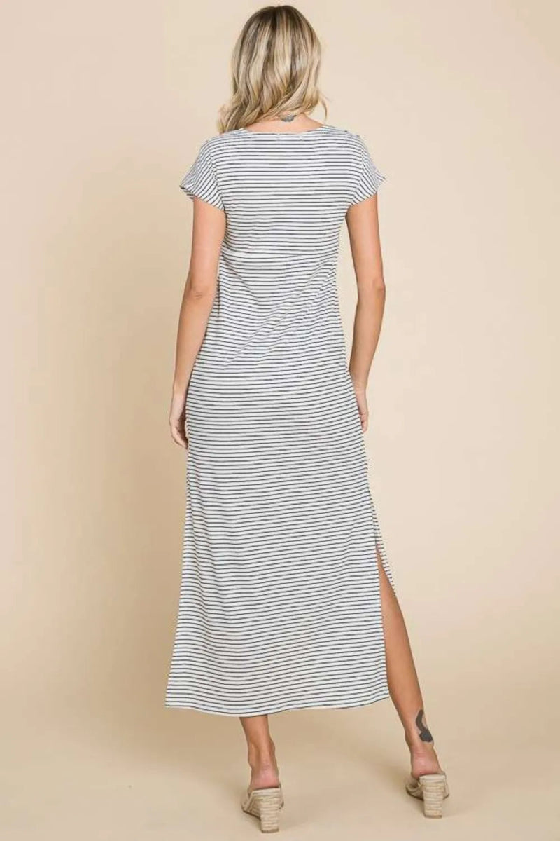 Culture Code Full Size Striped Twisted Detail Dress for Women - Love Salve 