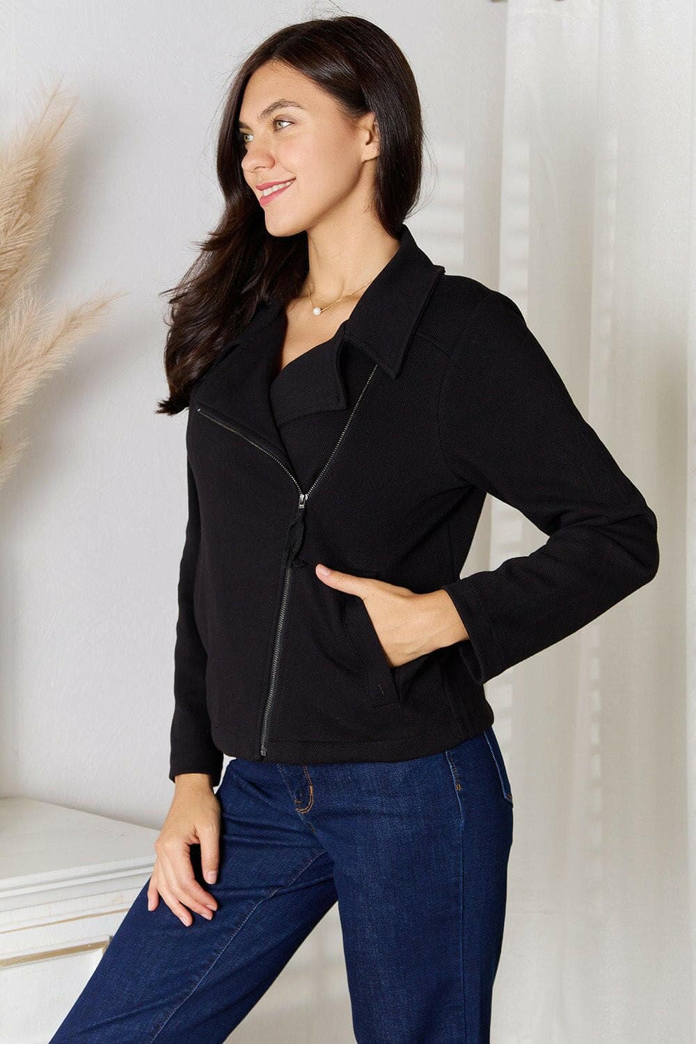 Culture Code Full Size Zip-Up Jacket with Pockets - Love Salve