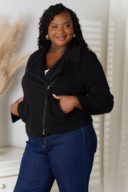 Culture Code Full Size Zip-Up Jacket with Pockets - Love Salve