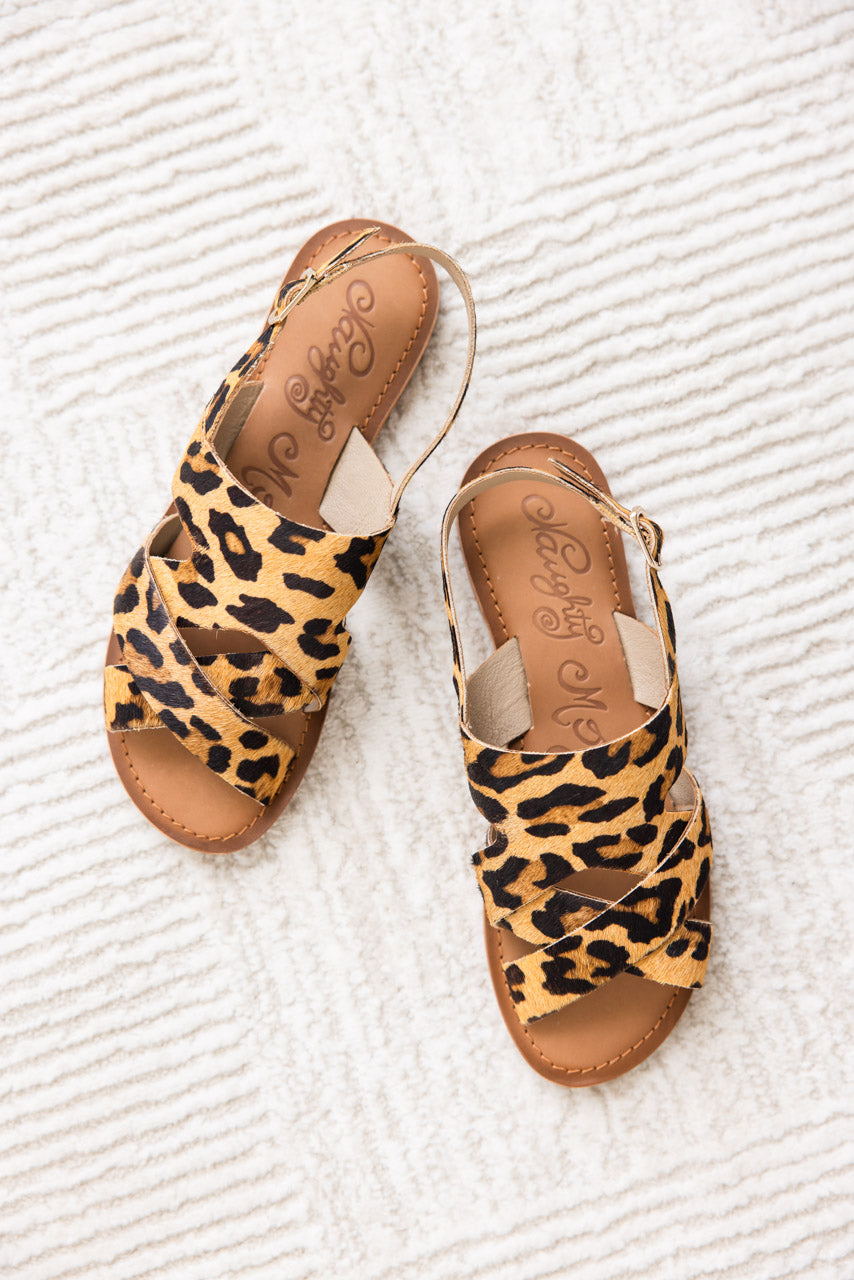 Cup of Tea Leopard Sandals Hair on Hide Buckle Strap Naughty Monkey