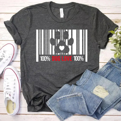 100% Dog Love Barcode With Paw Pet Lover Tee - Product image 8 T-Shirt by Adorb.co