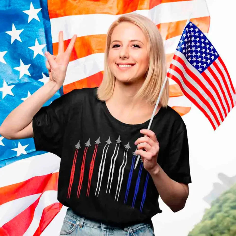 Air Force Flyover Red White And Blue Adult T-shirt Adorb.co