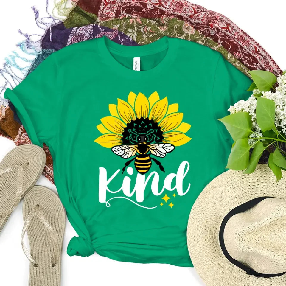 Bee Kind Sunflower - Be Kind Tee Adorb.co