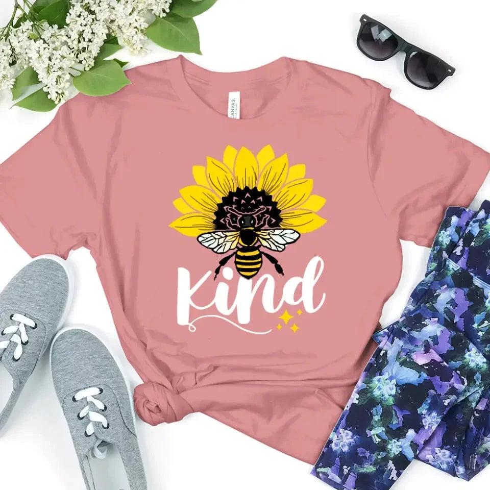 Bee Kind Sunflower - Be Kind Tee Adorb.co