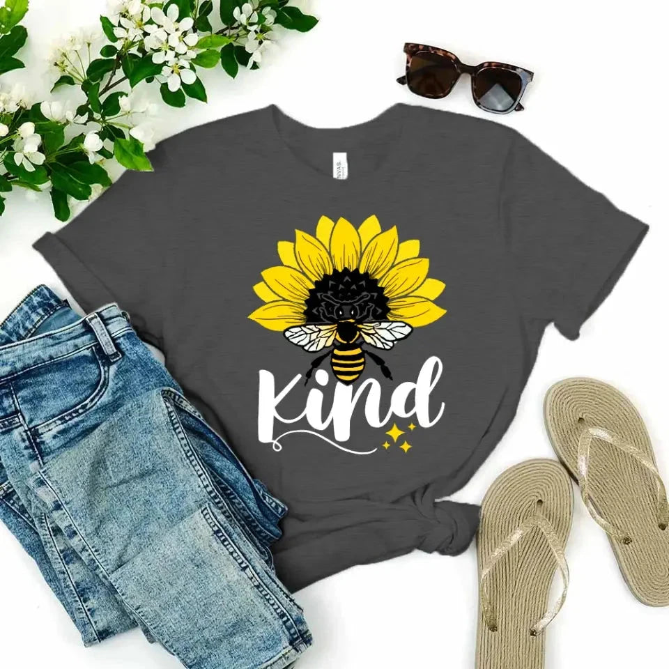 Bee Kind Sunflower - Be Kind Tee Adorb.co