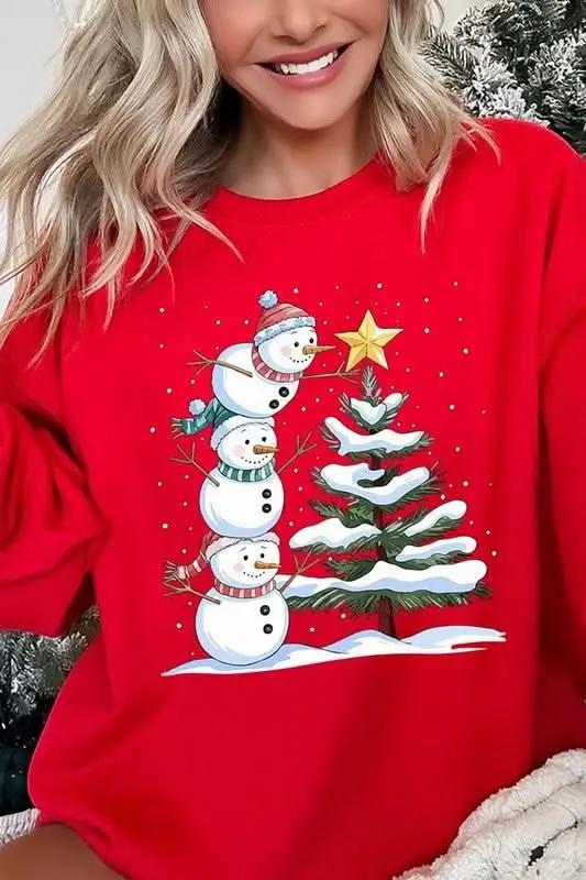 Cute Christmas Snowman Graphic Fleece Sweatshirts - Love Salve 