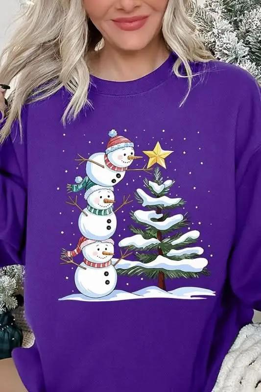 Cute Christmas Snowman Graphic Fleece Sweatshirts - Love Salve 