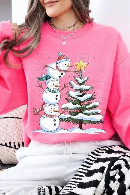 Cute Christmas Snowman Graphic Fleece Sweatshirts - Love Salve 
