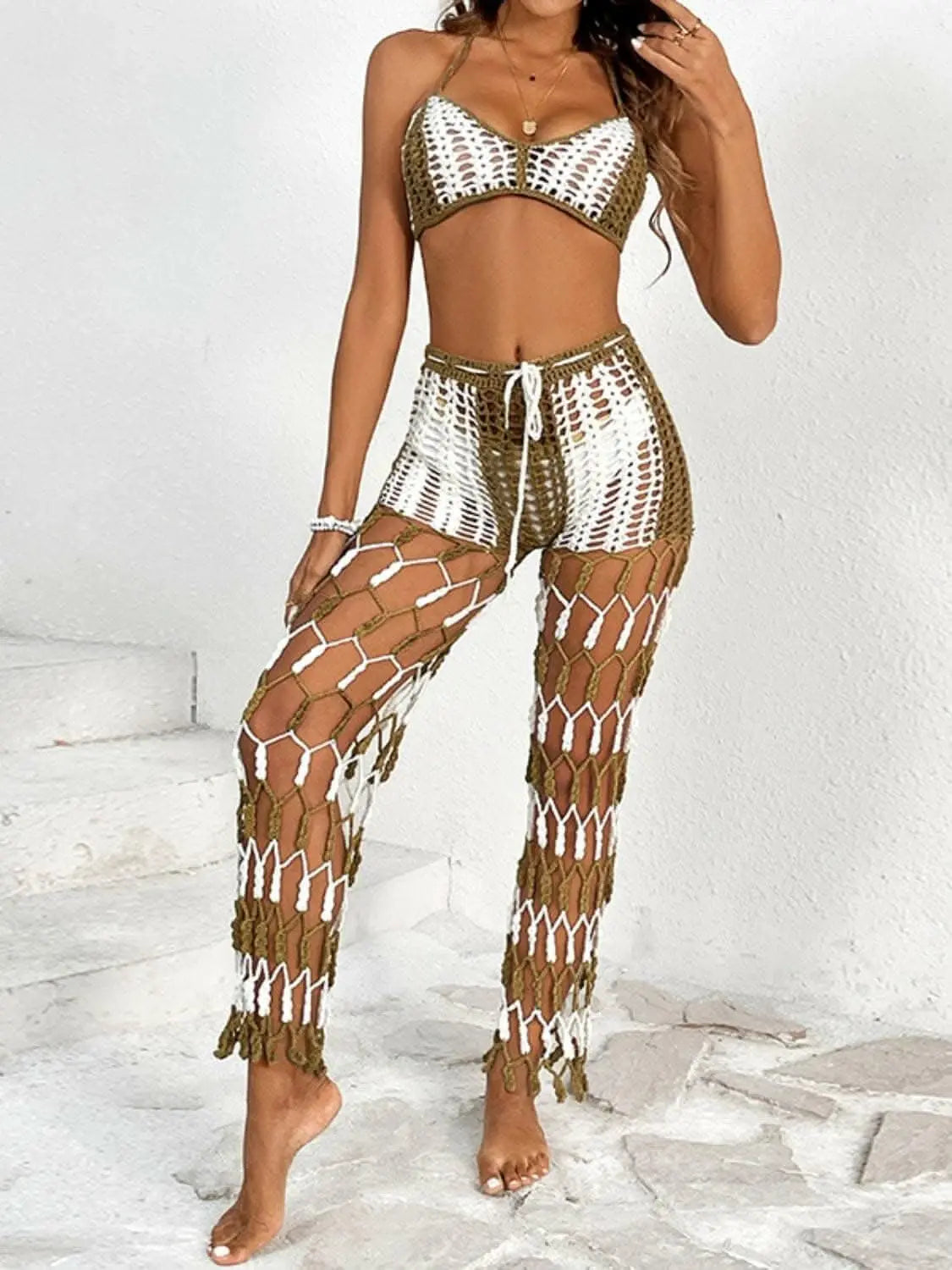 Chic cutout halter swimwear set - Love Salve 
