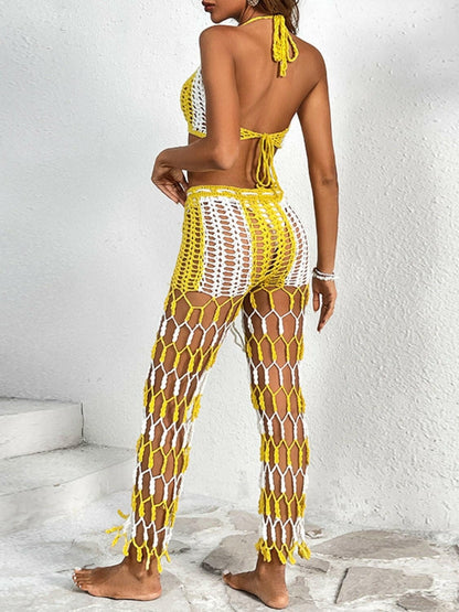 Cutout Halter Neck Top and Pants Two-Piece Swim Set - Love Salve