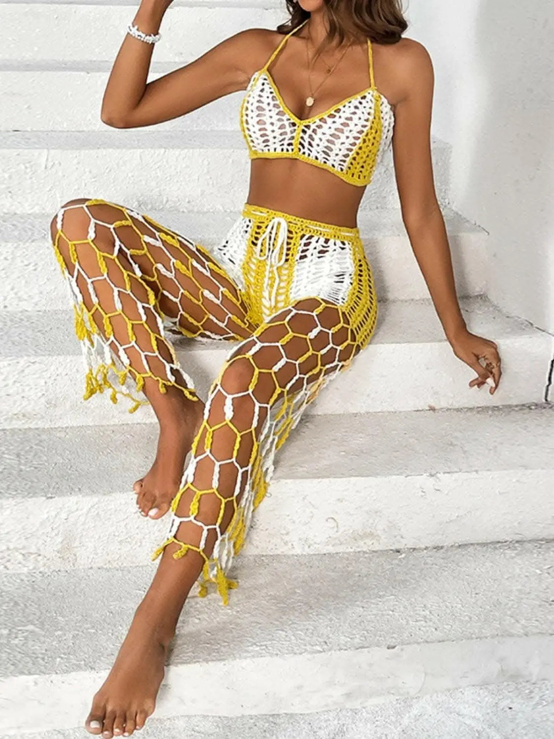 Chic cutout halter swimwear set - Love Salve 