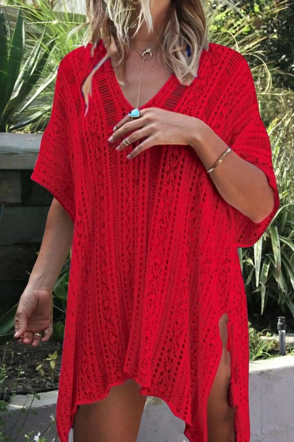 Chic sheer v-neck cover-up with tassels - Love Salve 