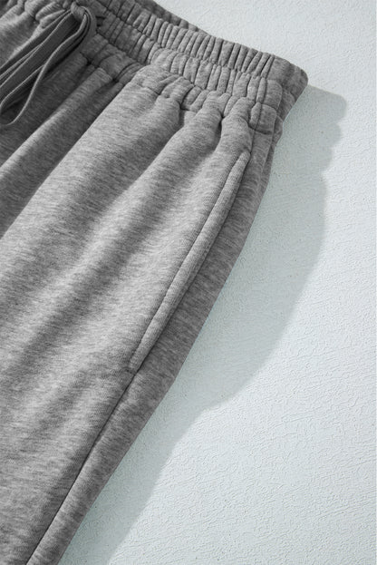 Light grey fleece pants with drawstring