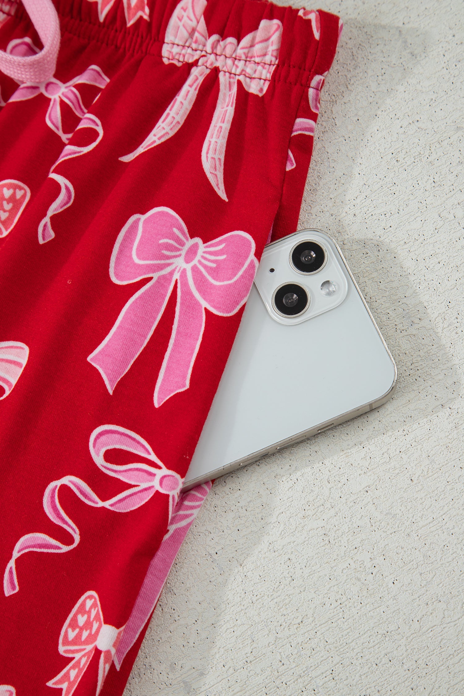 Red Sweet Bow Print Ruffled Short Sleeve Shirt Shorts Two Piece Pajama Set Dear-Lover Dropshipping