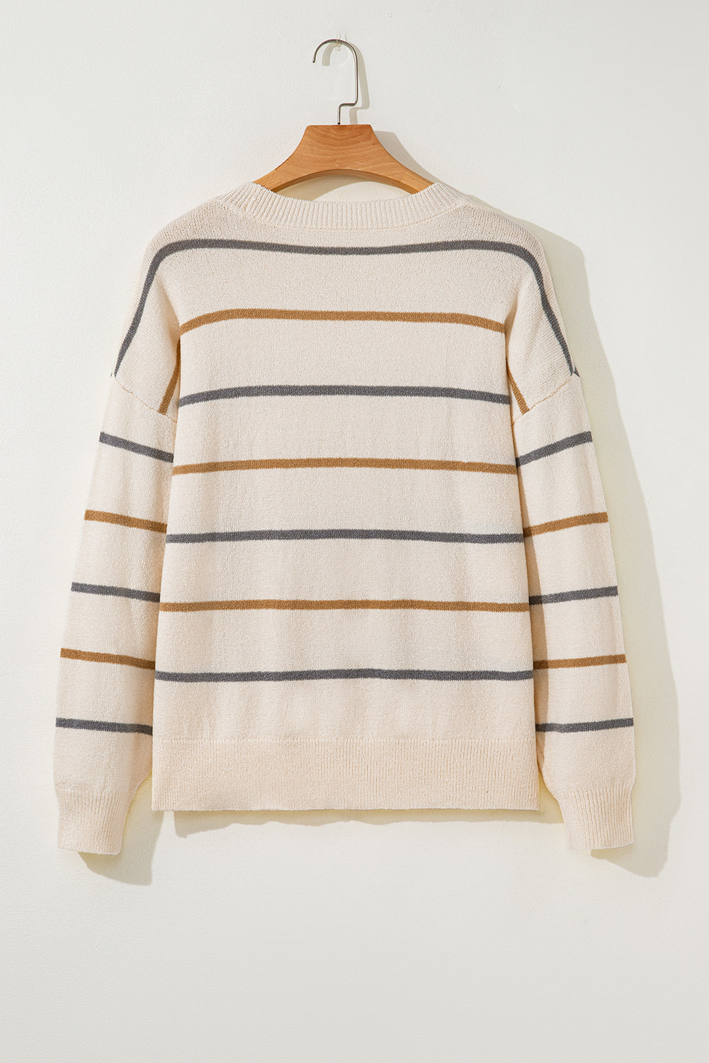 Multicolour Striped Drop Shoulder Plus Size Knit Sweater Dear-Lover Dropshipping