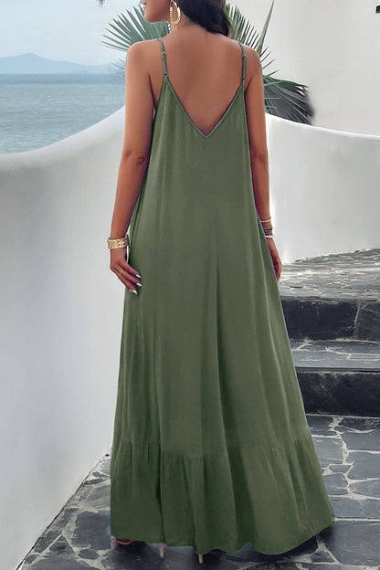 Backless Maxi Cami Dress with Pockets.