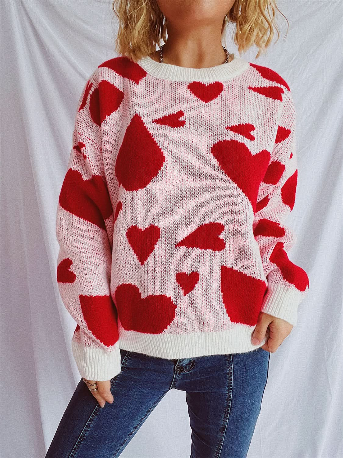 Charming heart-patterned sweater