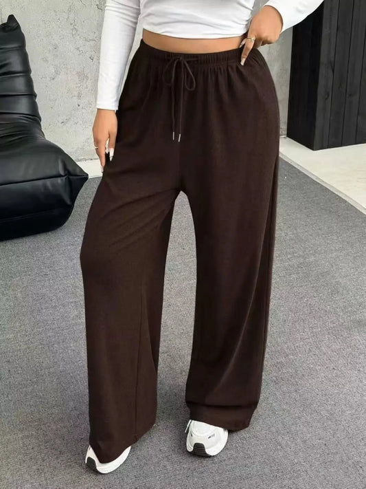 Full Size Drawstring Wide Leg Pants Plus Size Simply Love