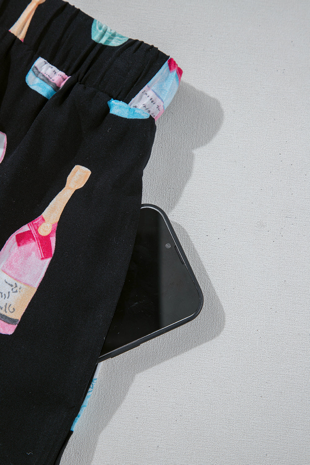 Black Christmas Wine Glass Print Bow Knot Two Piece Pajama Set Dear-Lover Dropshipping