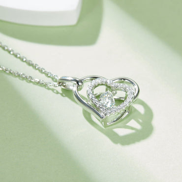 Moissanite 925 Sterling Silver Heart Necklace.