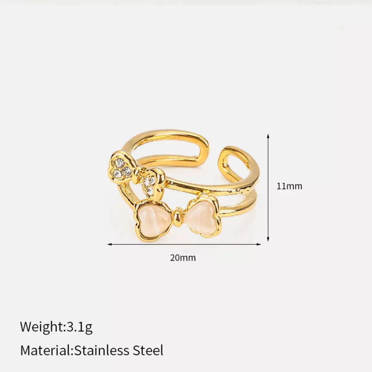 18K Gold-Plated Bow Open Ring Simply Love
