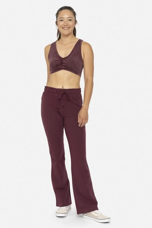 Relaxed Fit Drawstring Flare Leg Pants