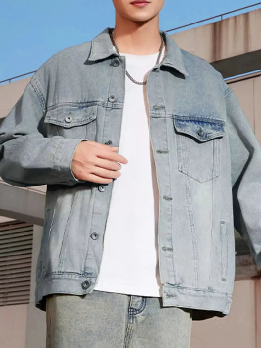 Men's Wash Relaxed Fit Denim Jacket Simply Love