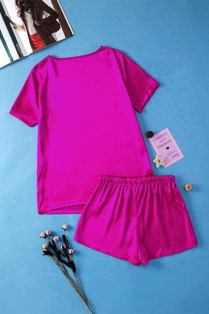 V-Neck Short Sleeve Top and Shorts Set.