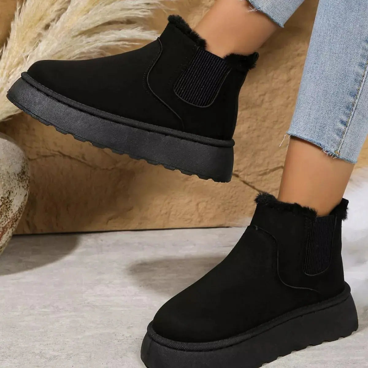 Round Toe Platform Ankle Boots Simply Love