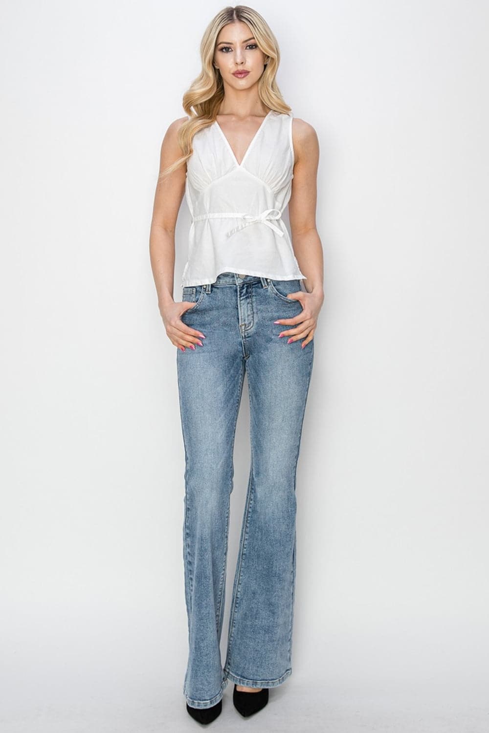 RISEN Full Size Mid Rise Bootcut Jeans.