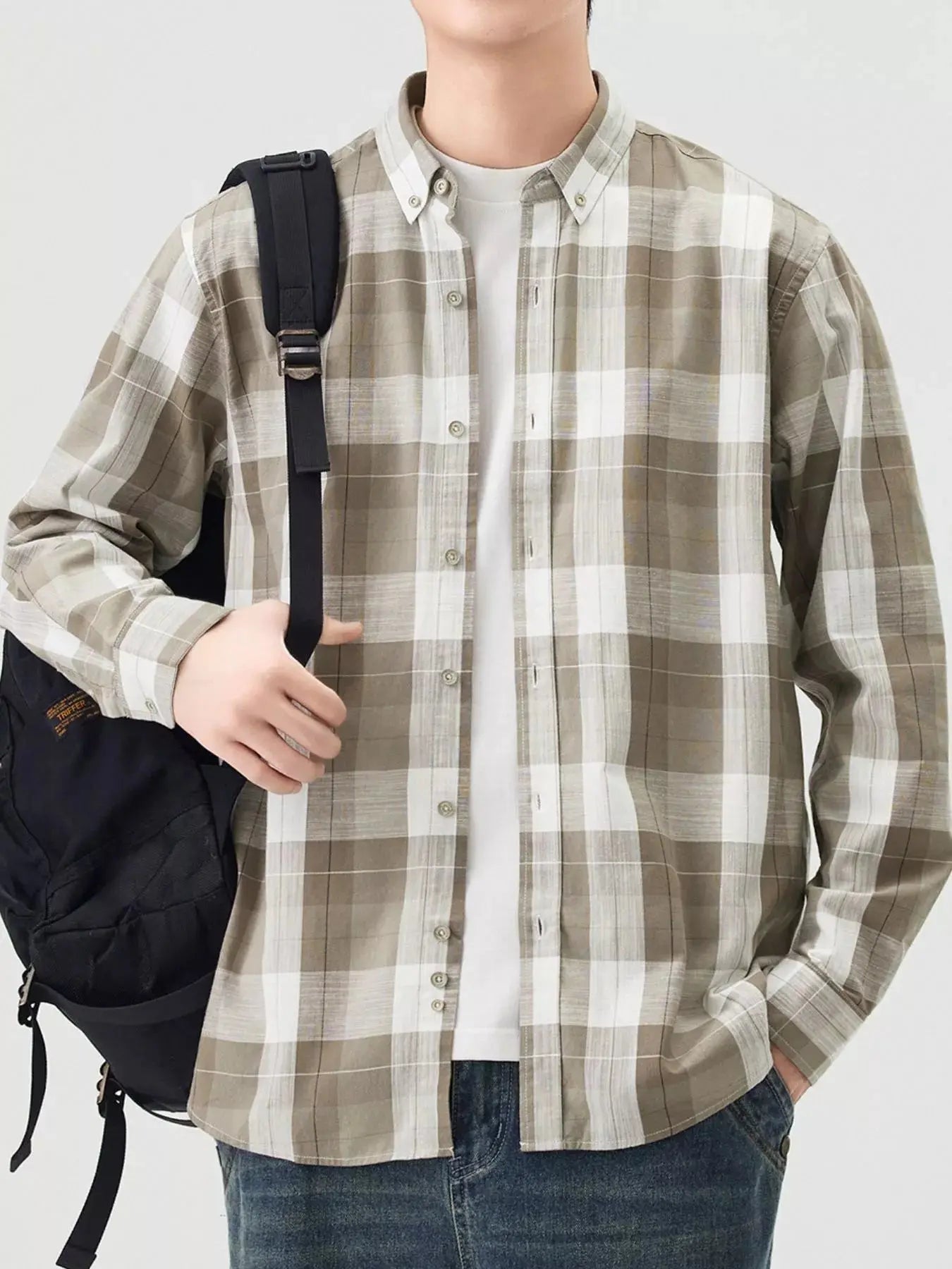 Men's Full Size Casual Plaid Long Sleeve Shirt Plus Size Simply Love