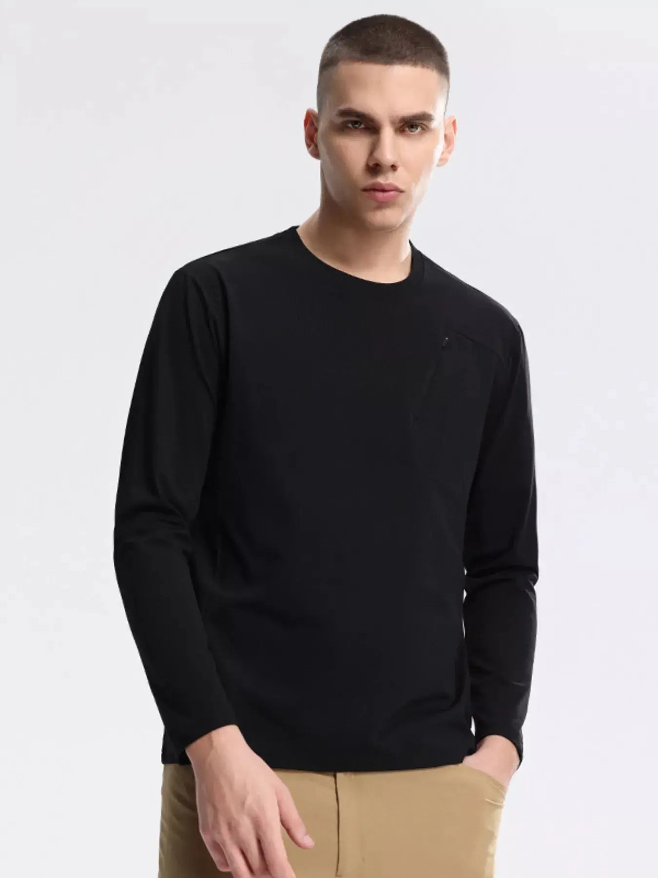 Men's Plus Size Casual Long Sleeve Active Sweatshirt with Zipper Pocket Simply Love