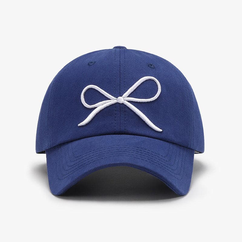 Bow Embroidered Cotton Baseball Cap.