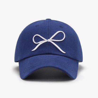 Bow Embroidered Cotton Baseball Cap.