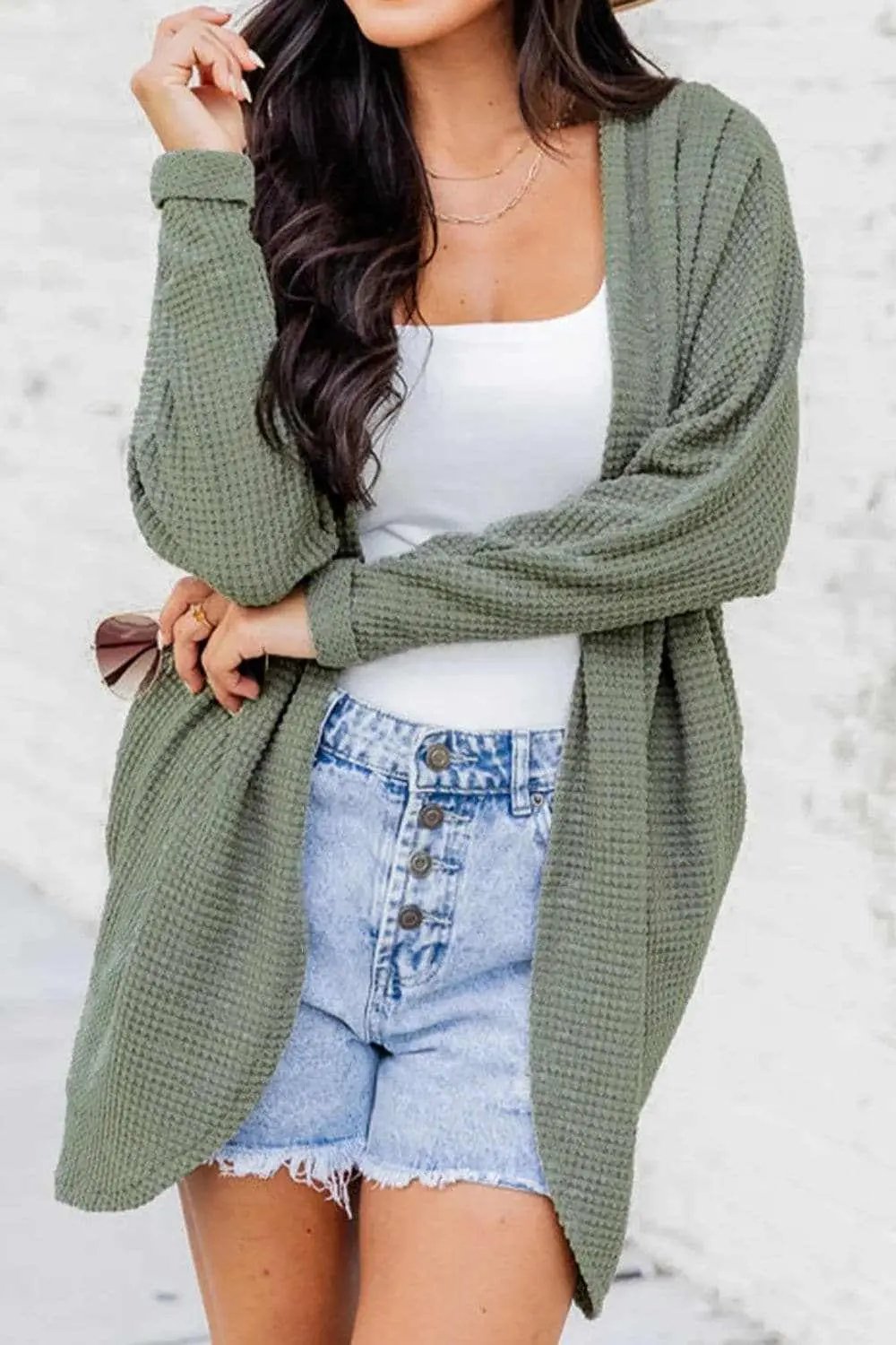 Cozy open-front cardigan with pockets - Love Salve 