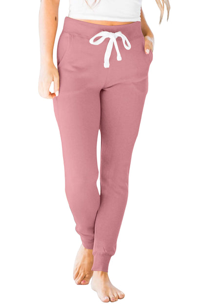 Fuchsia pocketed joggers with adjustable drawstring