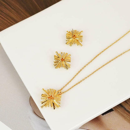 Starburst Gold-Plated Earrings and Necklace Set.