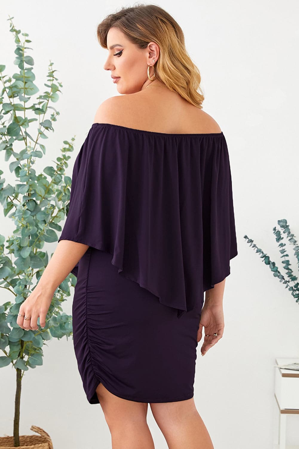 Full Size Off-Shoulder Half Sleeve Dress.