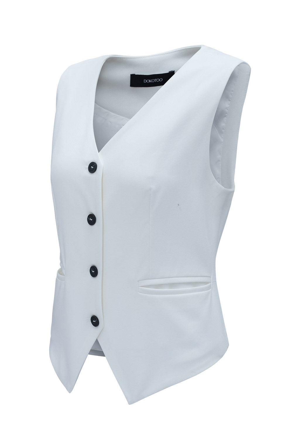 Elegant white V-neck button-up vest for a polished look