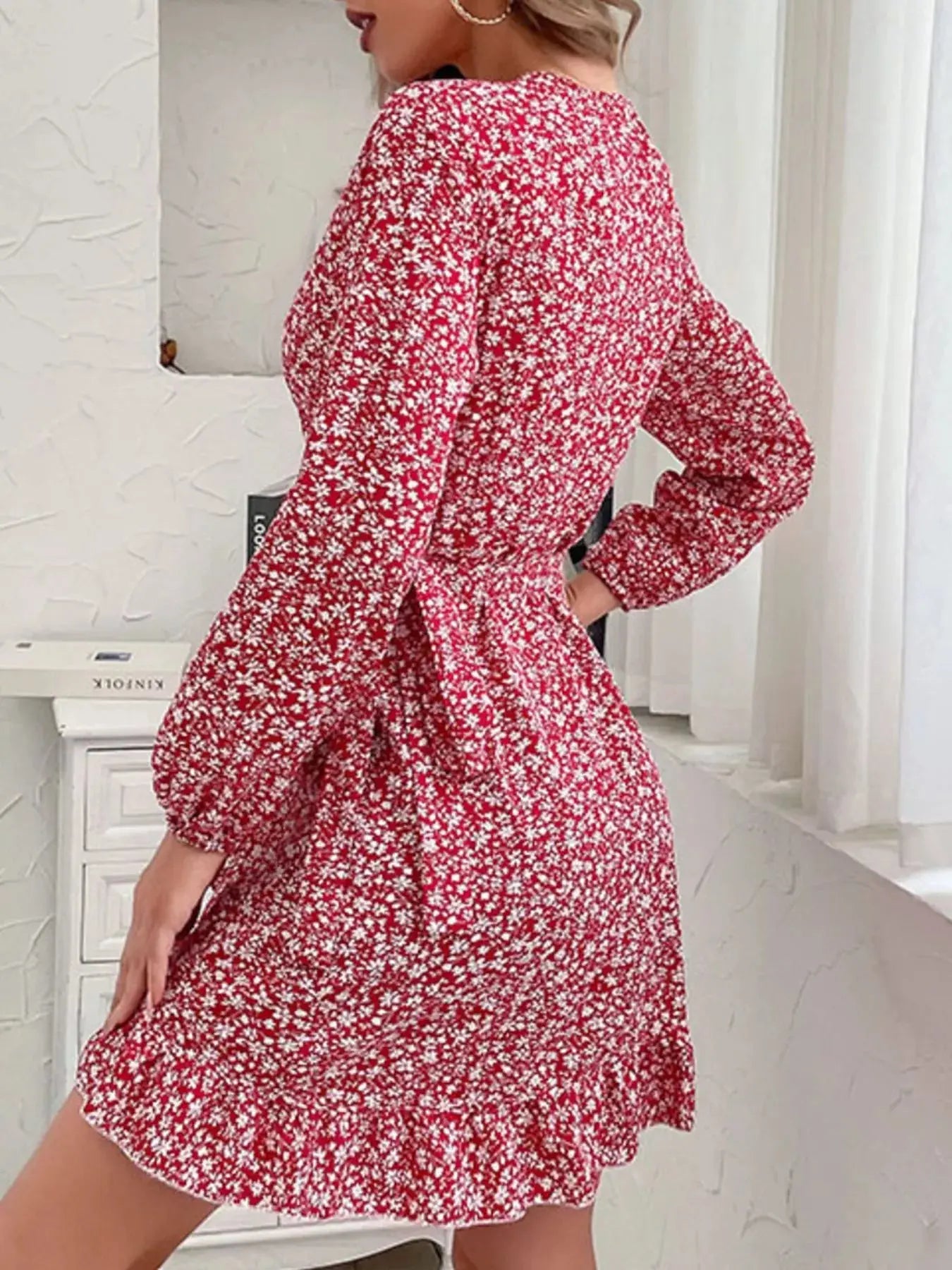 Floral Print Wrap Mini Dress Simply Love