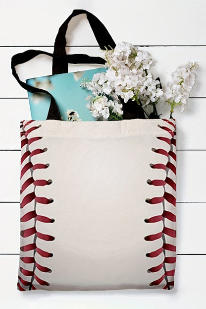 Sporty canvas tote bag with baseball print