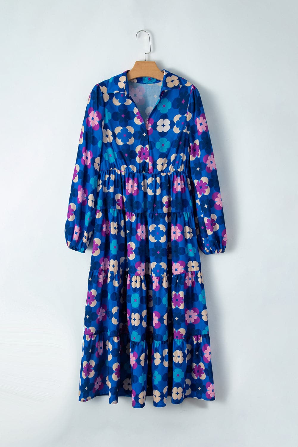 Chic Printed Midi Dress - Long Sleeve for Effortless Elegance