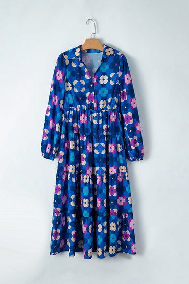 Chic Printed Midi Dress - Long Sleeve for Effortless Elegance