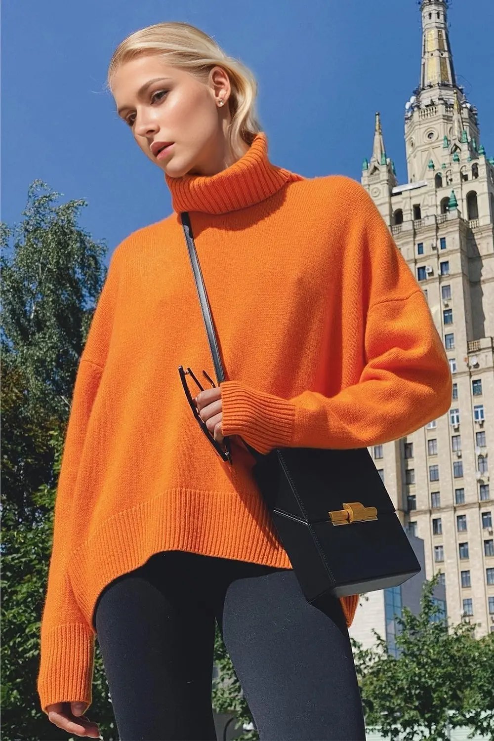 Basic Bae Turtleneck Dropped Shoulder Long Sleeve Sweater - Love Salve