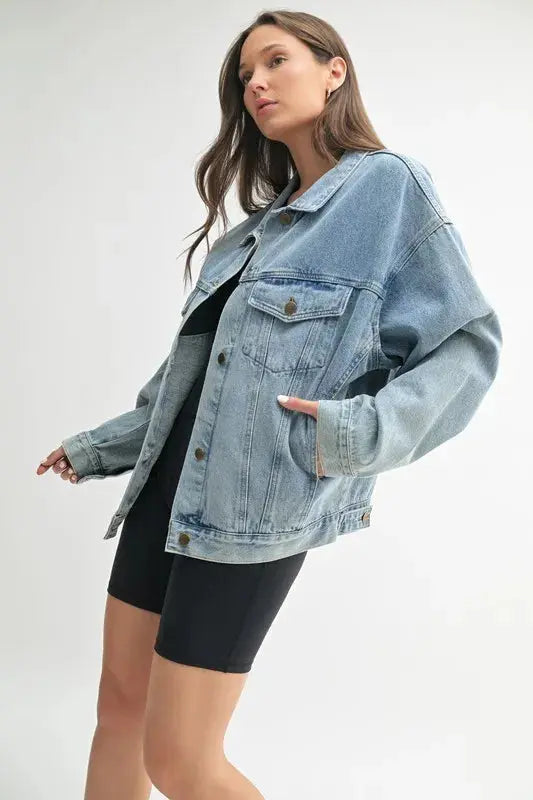 Mono B Boxy Cut Denim Jacket - Love Salve 